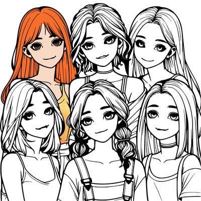 a group of girls realistic