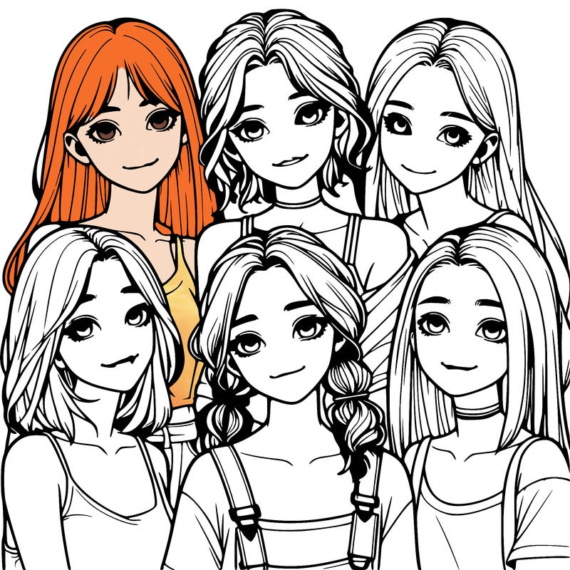 a group of girls realistic