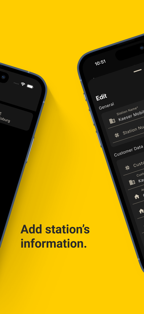 User interface of the Kaeser Air Demand Analysis app showing station and customer data entry fields