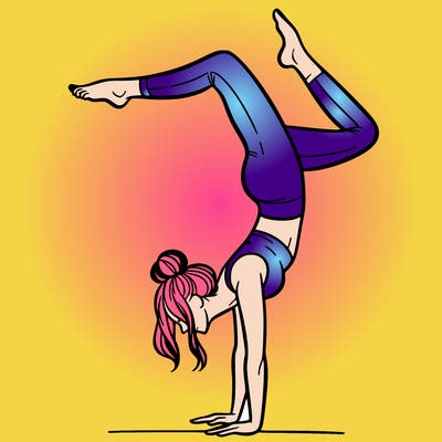 a woman doing a handstand