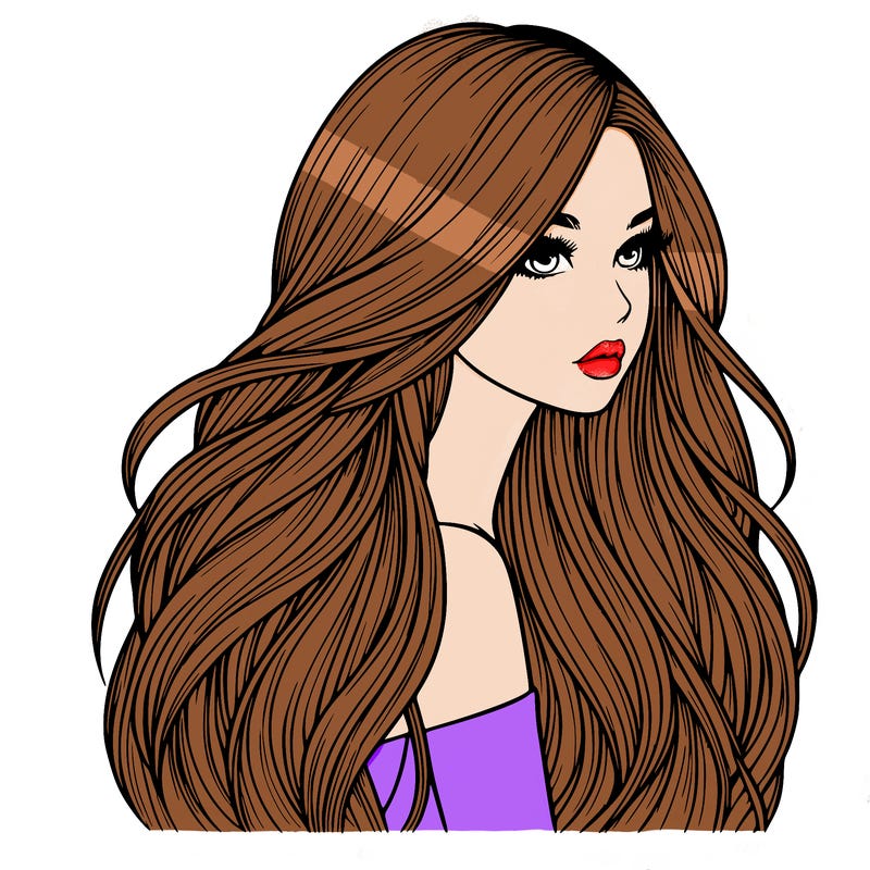 realistic girl with long realistic hair