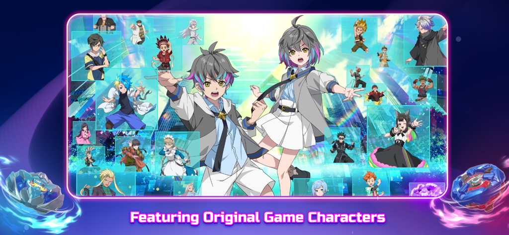Crunchyroll: Beyblade X Xone - A group of original anime characters featured in the Beyblade X Xone game.