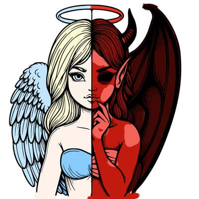realistic angel half demon