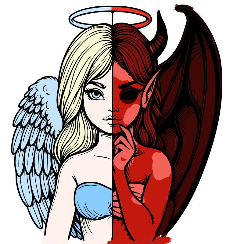 realistic angel half demon