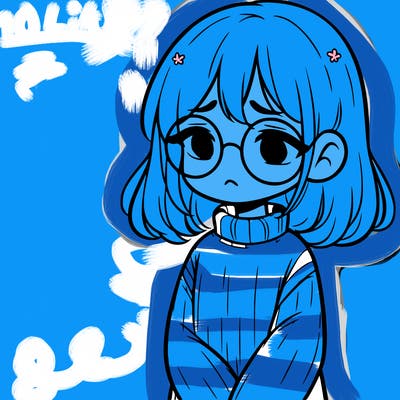 sad girl with glasses in a sweater
