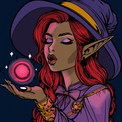 realistic elf casting a spell with lips