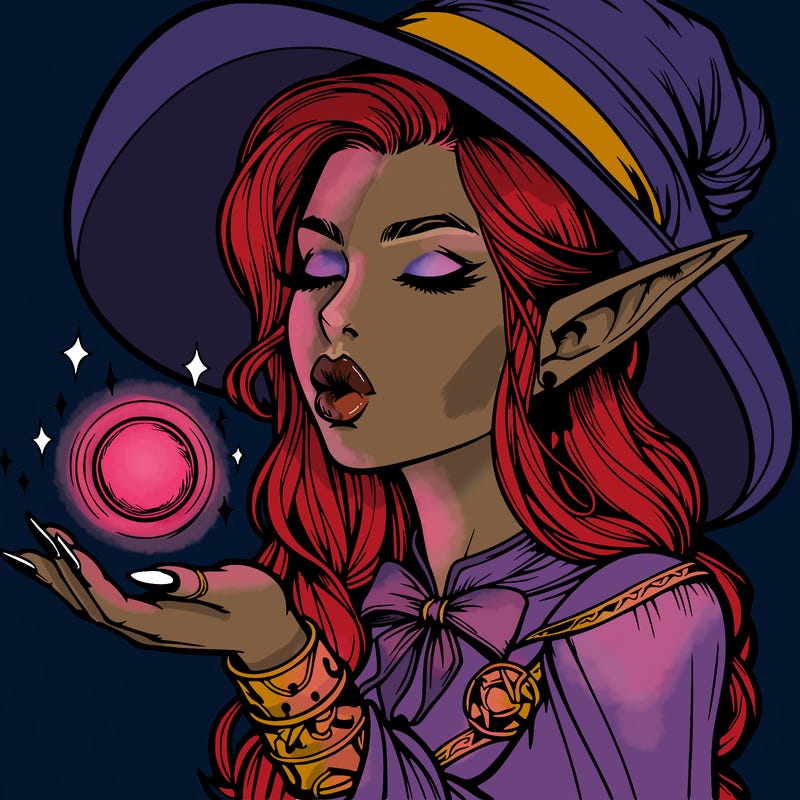 realistic elf casting a spell with lips