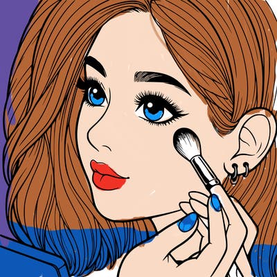 a realistic girl doing her makeup