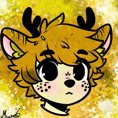 a humanoid deer with soft fluffy ears