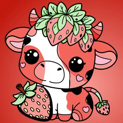 cute strawberry cow
