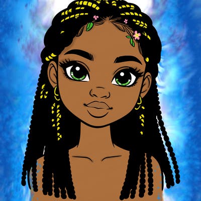 a realistic black girl with braids