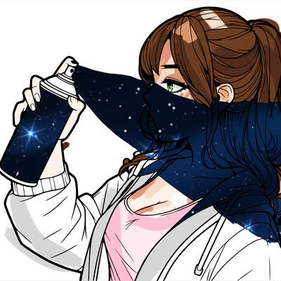 a realistic girl spray, painting