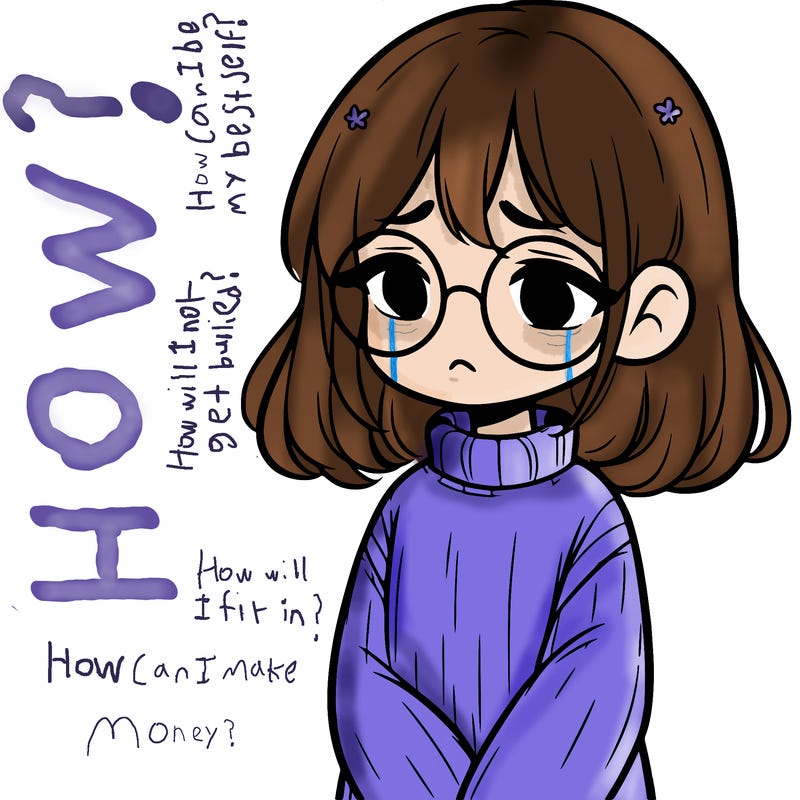 sad girl with glasses in a sweater