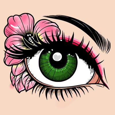 realistic eye with flower