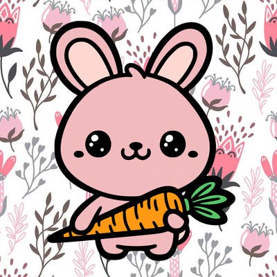 a really cute bunny holding a carrot