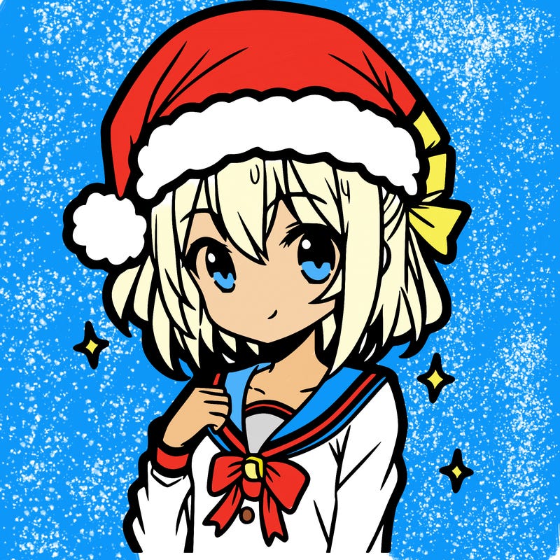 anime girl wearing a santa hat