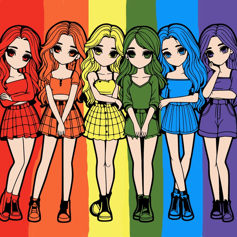 a group of girls realistic