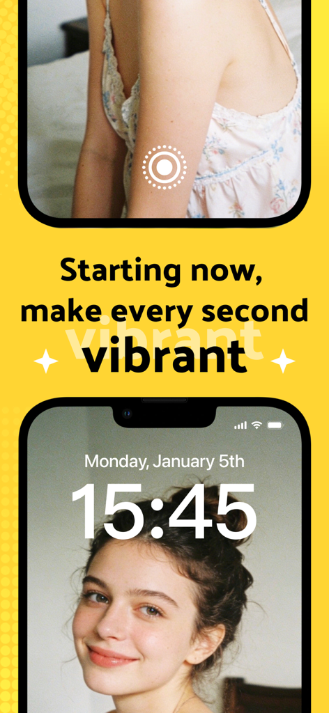 Tela de bloqueio do iPhone com um papel de parede animado criado com o aplicativo Live Ease.