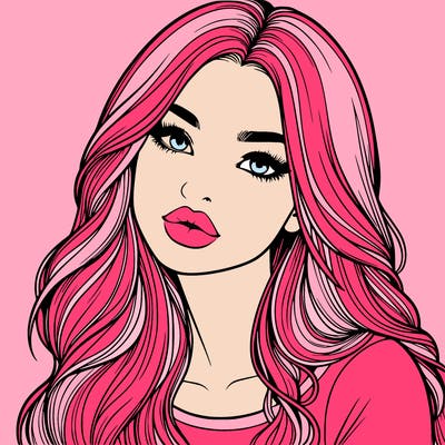 realistic girl with hair on her hair and lips