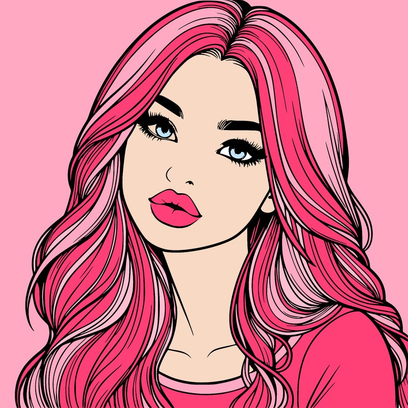 realistic girl with hair on her hair and lips
