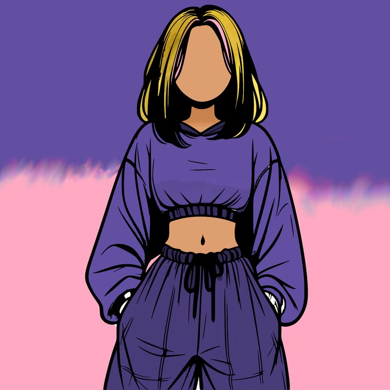 realistic girl faceless with baggy pants and a crop top