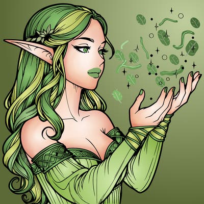 realistic elf girl doing magic