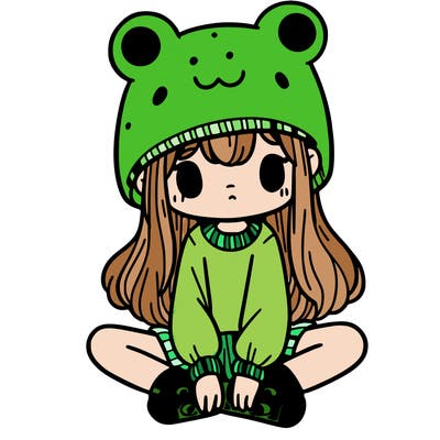 a girl wearing a frog hat and some frog socks