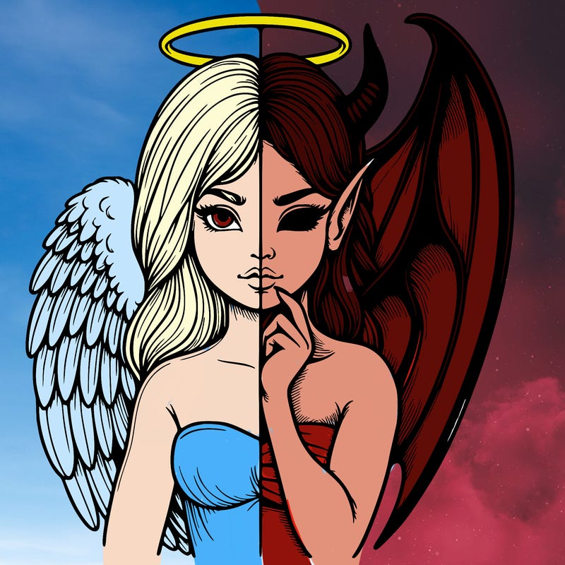 realistic angel half demon