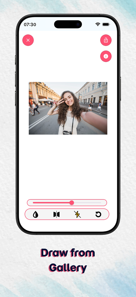 Drawing & Paint : Ar Drawing - AR Drawing app screen showing the Draw from Gallery feature with photo editing tools for tracing