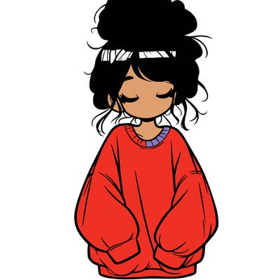 girl with baggy sweatshirt and messy bun