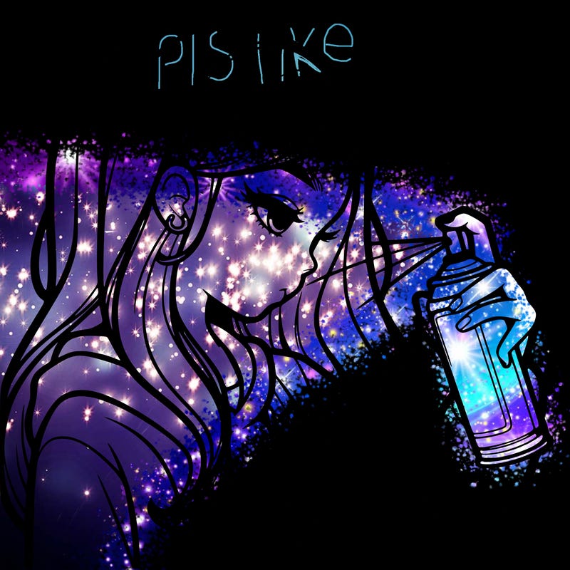 a realistic girl spray painting