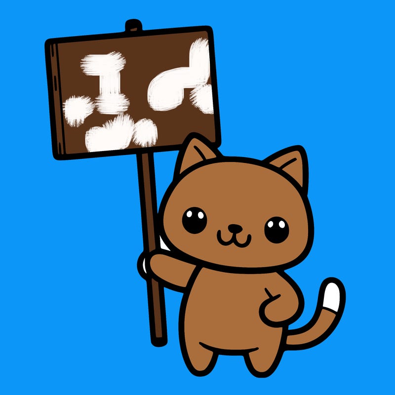 cat holding a sign