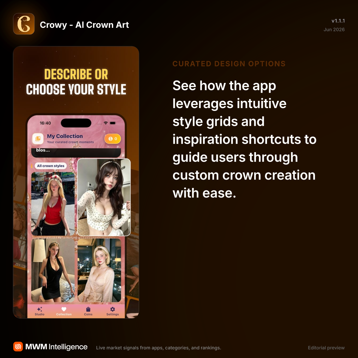 Crowy - AI Crown Art - Utilities App | MWM