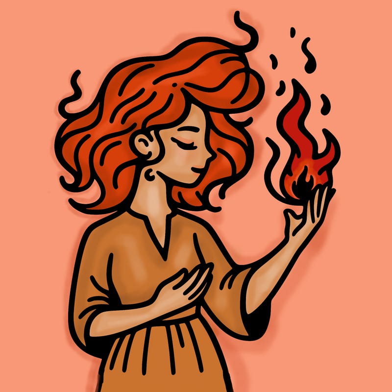 woman with fire