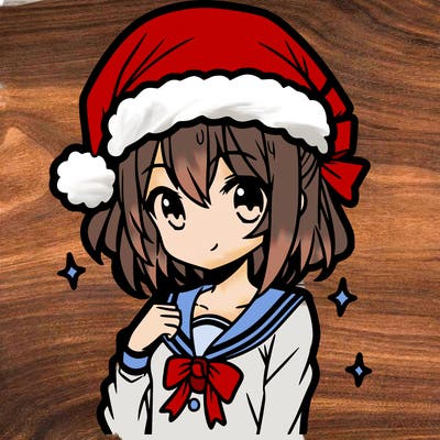 anime girl wearing a santa hat
