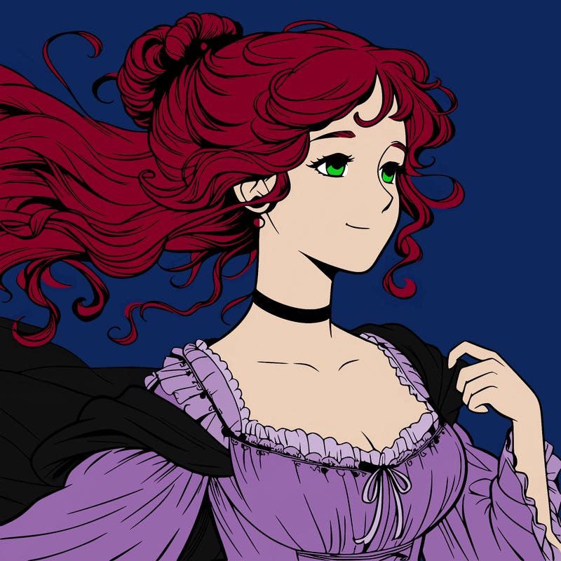 realistic regency girl with dress in the wind