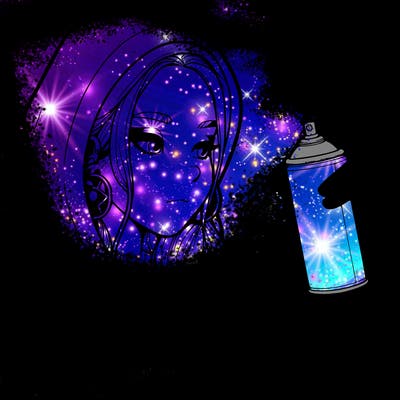 a realistic girl, spray painting