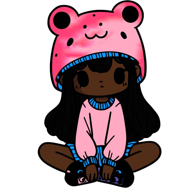 a girl wearing a frog hat and some frog socks