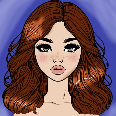 beautiful realistic girl face with lips nose and long hair