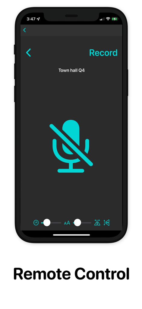 Autoprompt Pro AI Teleprompter - Pantalla de iPhone mostrando el modo de control remoto de la aplicación Autoprompt Pro AI Teleprompter