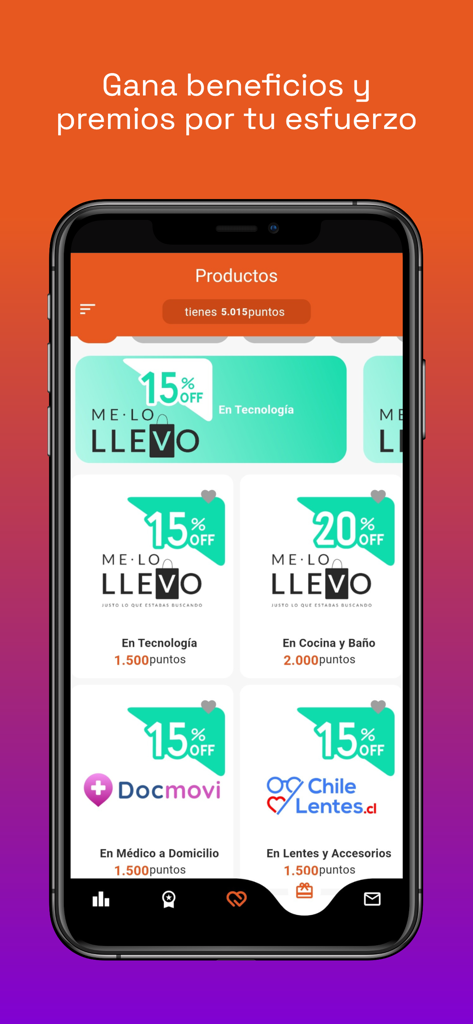 Muvu - Muvu app screen showing rewards marketplace with various discount coupons earned by users through wellness activities.