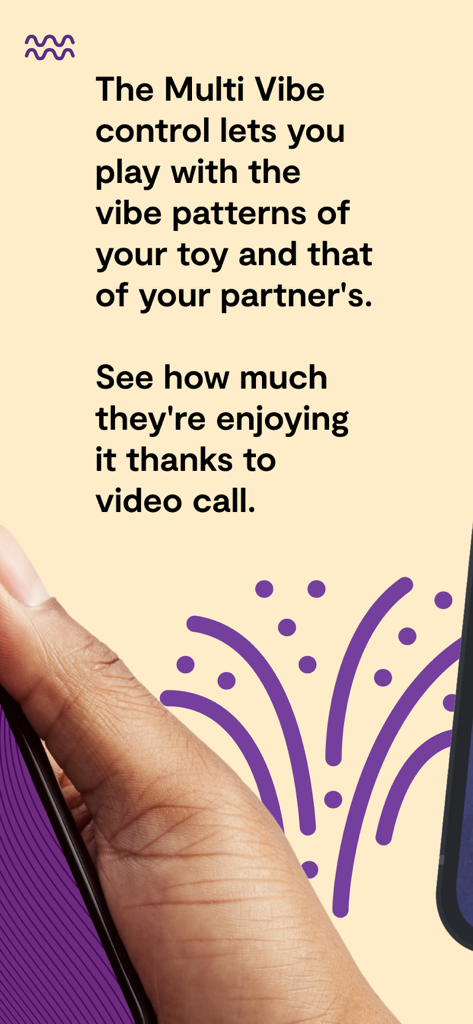 A We-Vibe app screenshot explaining multi vibe control and video call features for partners
