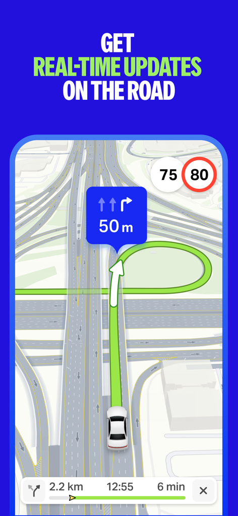 Yango Maps - Yango Maps navigation screen showing real-time traffic updates and lane guidance