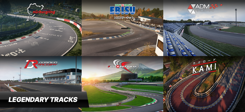 CarX Drift Racing 3 - A showcase of legendary racing tracks in CarX Drift Racing 3 featuring iconic circuits like Nurburgring and Ebisu