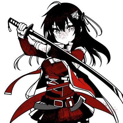 anime girl with sword in cool pose