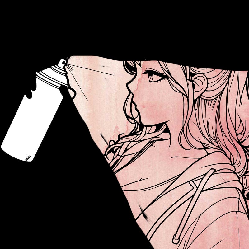 a realistic girl spray, painting