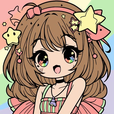 cute anime girl with star accessories