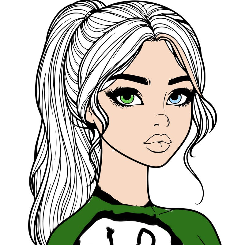 realistic girl with a ponytail and lips