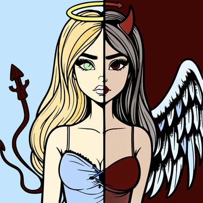 devil vs angel realistic girl