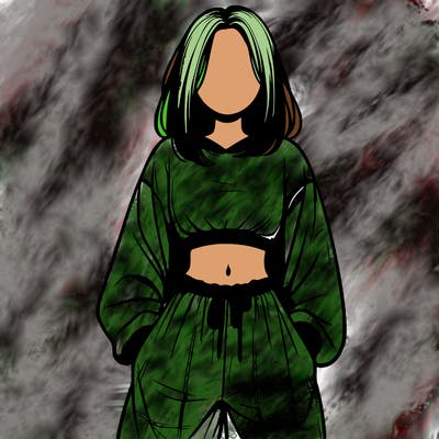 realistic girl faceless with baggy pants and a crop top